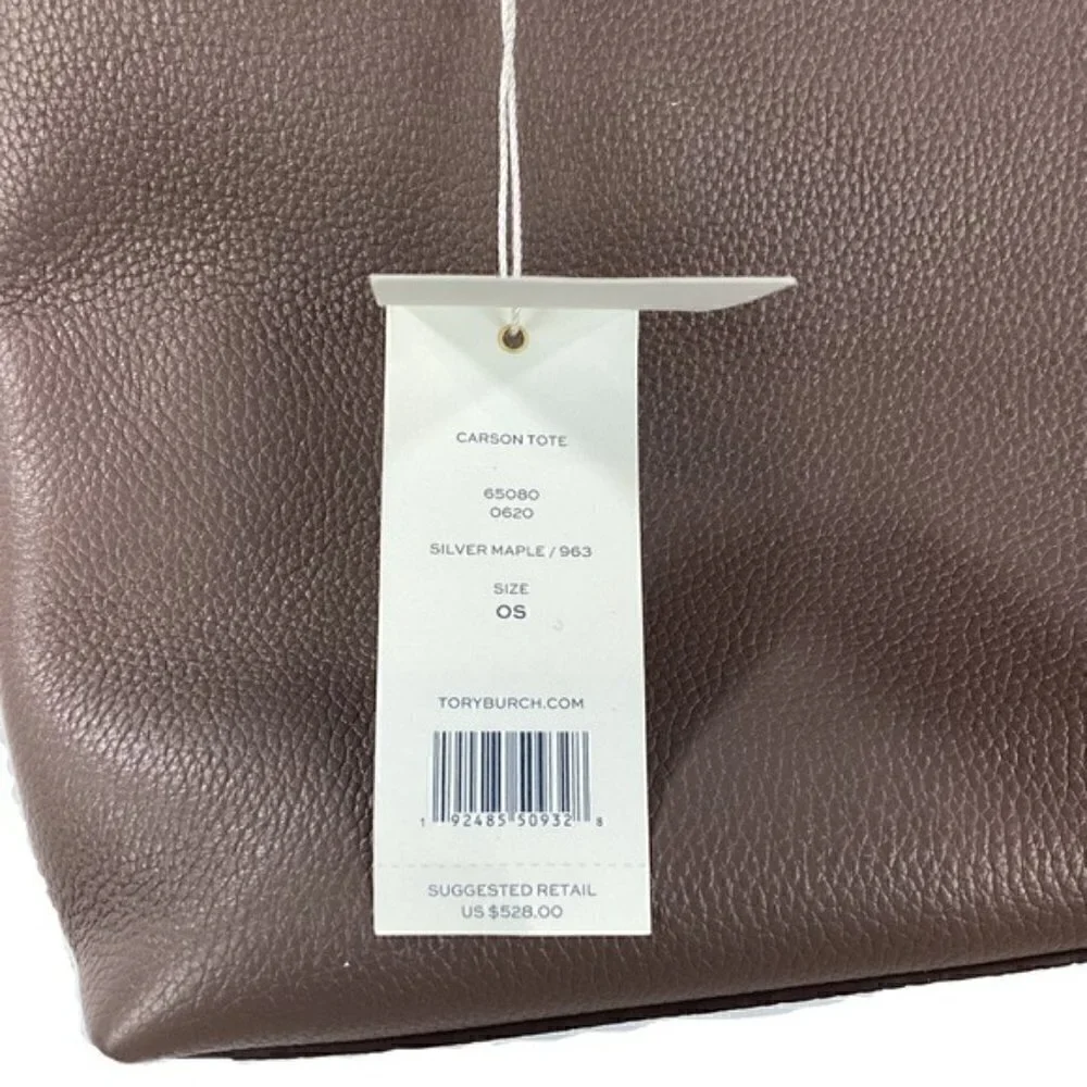 Tory Burch Carson Tote Silver Maple Leather